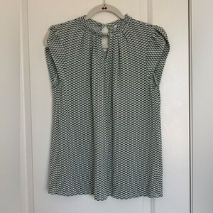 Elle Black and Green Geometric Blouse. Women size M